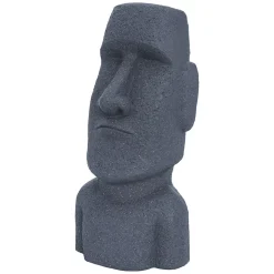 Statue Ile de Paques Moai Rapa Nui figure déco sculpture jardin tête 53,5cm gris