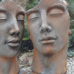 Statue visage femme extérieur grand format - Rouille 115 cm