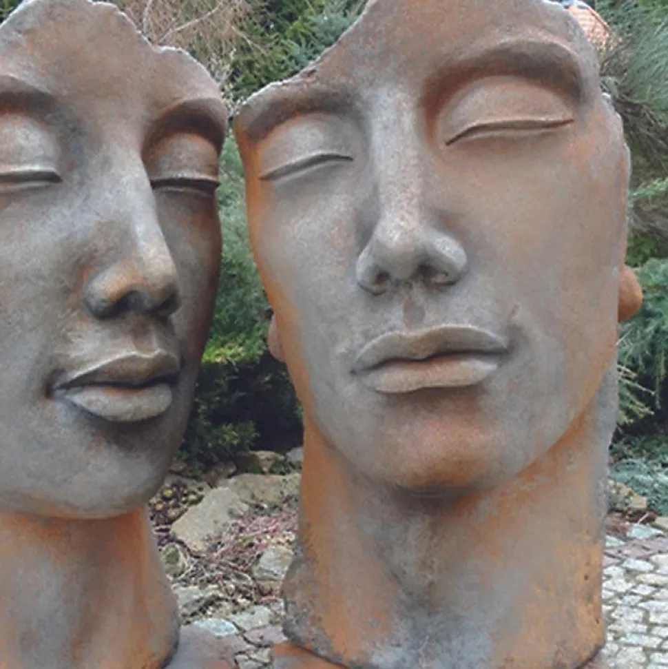 Statue visage femme extérieur grand format - Rouille 115 cm