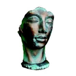 Statue visage femme Penez Herman effet bronze en pierre reconstituée l.67 x P.56 x H.115 cm