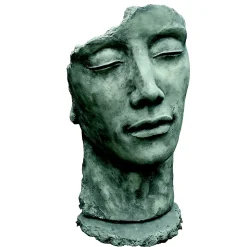 Statue Visage Homme effet pierre H. 115 cm