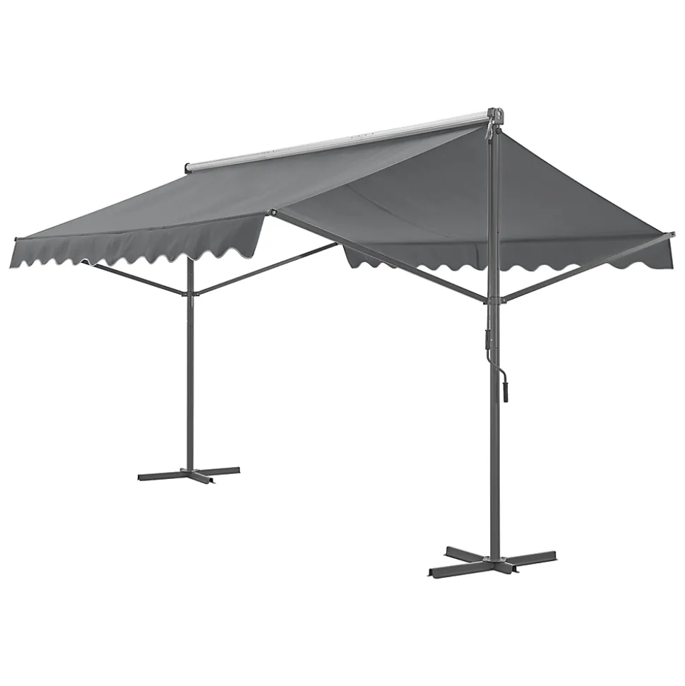 Store banne autoportant Selenizza à double pente 400 x 300 x 260 cm gris foncé pro.tec
