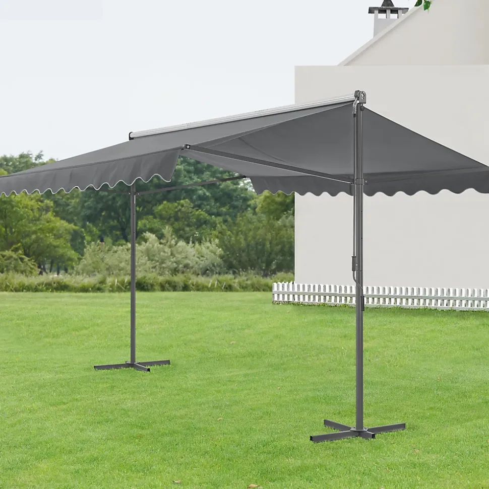 Store banne autoportant Selenizza à double pente 400 x 300 x 260 cm gris foncé pro.tec