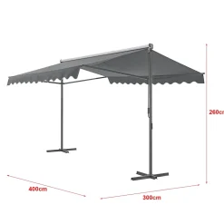Store banne autoportant Selenizza à double pente 400 x 300 x 260 cm gris foncé pro.tec