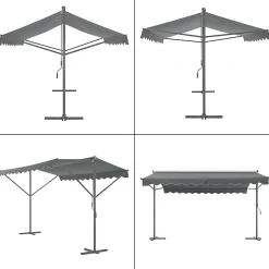 Store banne autoportant Selenizza à double pente 400 x 300 x 260 cm gris foncé pro.tec