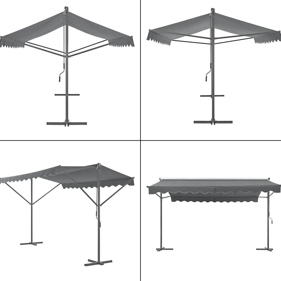 Store banne autoportant Selenizza à double pente 400 x 300 x 260 cm gris foncé pro.tec