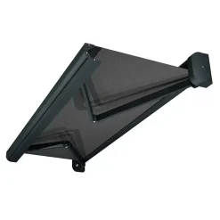 Store banne coffre intégral CELESTE 4,00x3,00 M (Motorisé Secours à Télécommande - Armature gris anthracite - Toile grise)