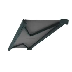 Store banne coffre intégral CINABRE 2,50x1,50 M (Manuel - Armature gris anthracite - Toile grise)