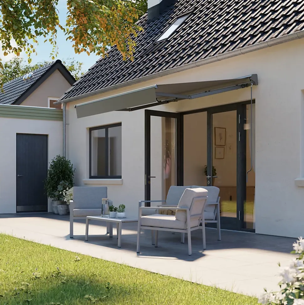 Store banne manuel gris 3x2.5 m avec semi coffre Jagua Klikstrom