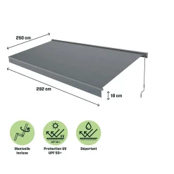 Store banne manuel gris 3x2.5 m avec semi coffre Jagua Klikstrom