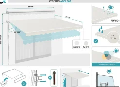 Store banne monobloc structure blanche VECCHIO 4x3m toile beige