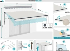 Store banne monobloc VECCHIO 4m x 3m - Toile premium 320g/m2