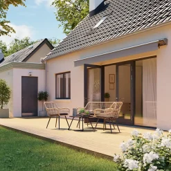 Store banne motorisé avec semi coffre gris 5x3 m Jagua Klikstrom