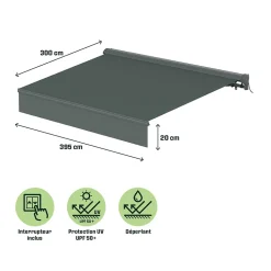 Store banne motorisé avec semi coffre gris 4x3 m Jagua Klikstrom