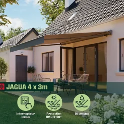 Store banne motorisé avec semi coffre gris 4x3 m Jagua Klikstrom
