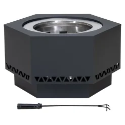 Sunjoy Brasero anti-fumée AMIATA en acier - 66x57x38cm, noir