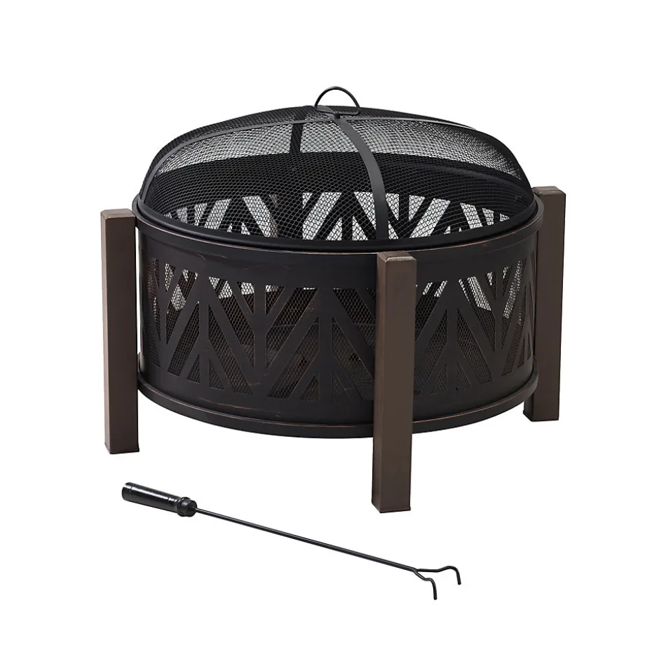 Sunjoy Brasero XL en acier BROMO - 79cm, noir
