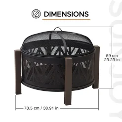 Sunjoy Brasero XL en acier BROMO - 79cm, noir