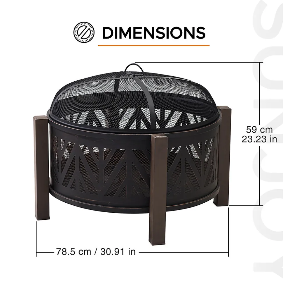 Sunjoy Brasero XL en acier BROMO - 79cm, noir
