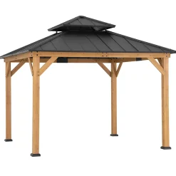 Sunjoy Tonnelle en bois de cèdre KAPS - 330cm x 330cm, anthracite