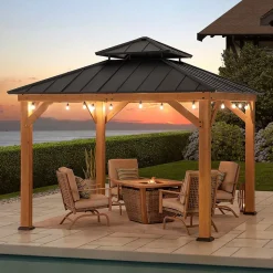 Sunjoy Tonnelle en bois de cèdre KAPS - 330cm x 330cm, anthracite