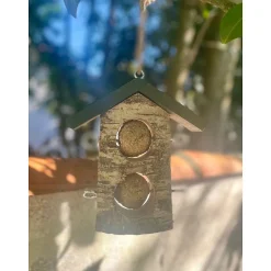 Support 2 Boules de graisse en bois massif pour oiseaux
