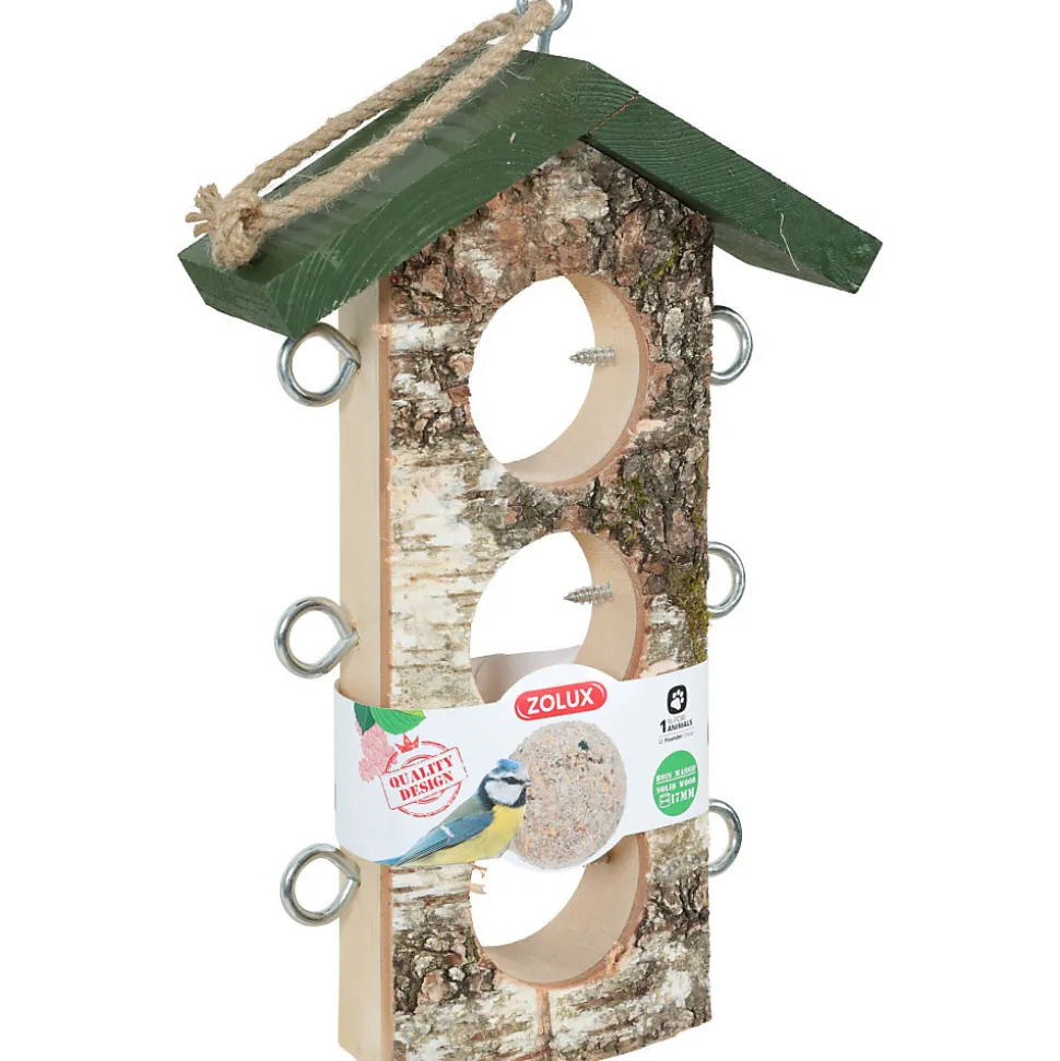 Support 3 Boules de graisse en bois massif pour oiseaux
