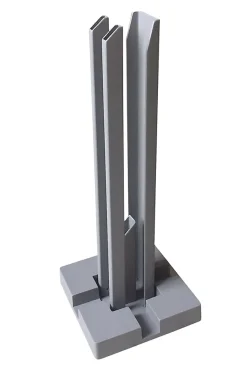 Support de fixation en acier taupe pour poteau universel de clôture Neva Klikstrom, H.40cm, Base 15 x15cm