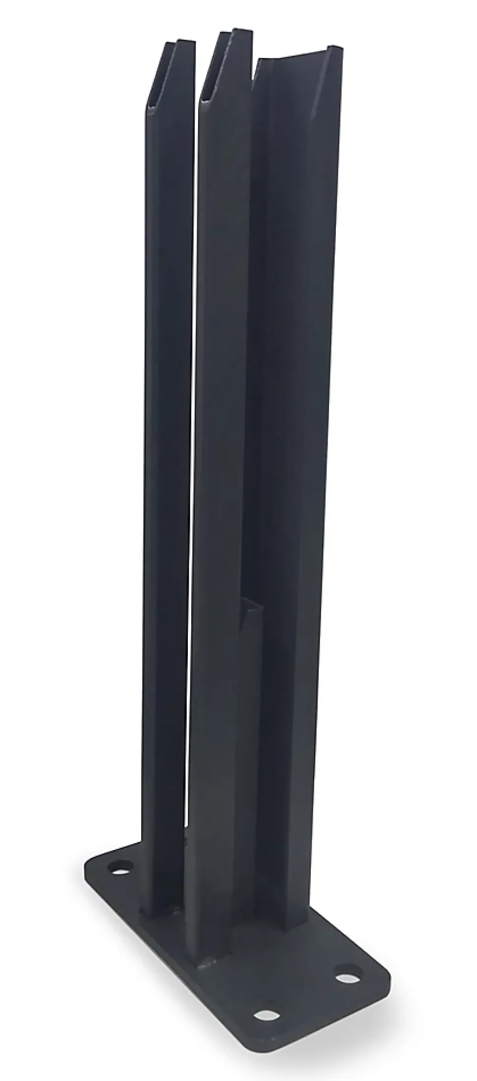 Support de fixation en acier, départ Mural anthracite pour poteau universel de clôture Neva Klikstrom, H.40cm, Base 7,7 x15cm