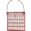 Support pour pain de graisse en métal rouge terracotta pour oiseaux