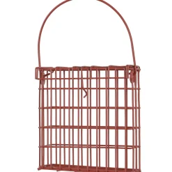 Support pour pain de graisse en métal rouge terracotta pour oiseaux