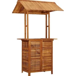 Table de bar d'extérieur avec toit - VIDAXL - 45909 - Bois d'acacia - Marron - Rectangulaire
