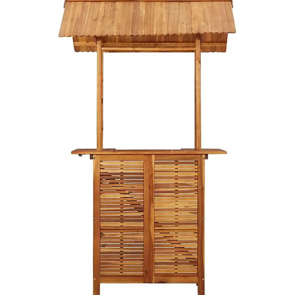 Table de bar d'extérieur avec toit - VIDAXL - 45909 - Bois d'acacia - Marron - Rectangulaire