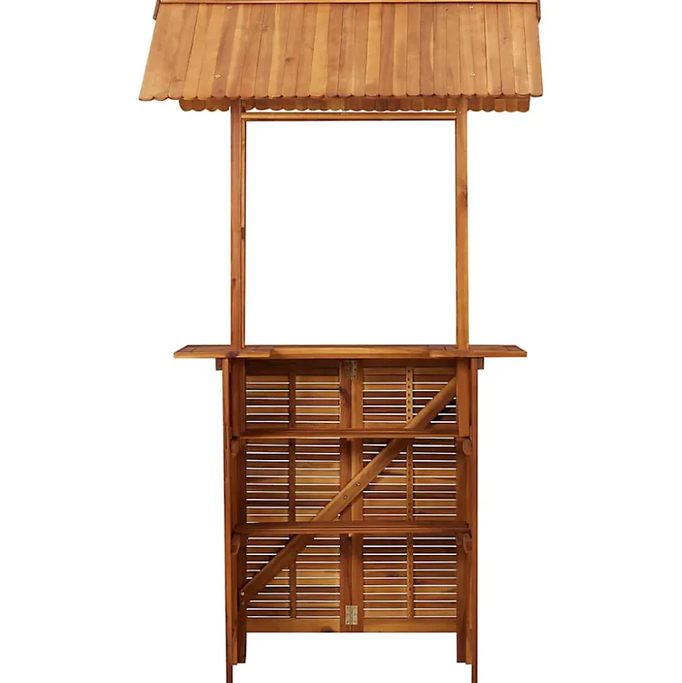Table de bar d'extérieur avec toit - VIDAXL - 45909 - Bois d'acacia - Marron - Rectangulaire