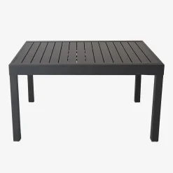 Table de jardin extensible aluminium + 8 assises aluminium et textilène. anthracite. 270 x 90 x 75 cm