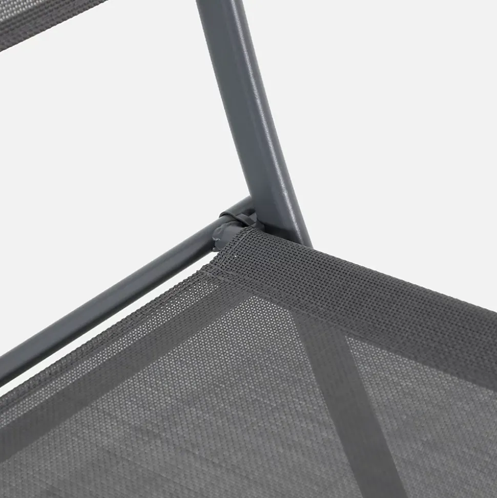 Table de jardin pliante acier + 4 assises textilène anthracite - Ancona