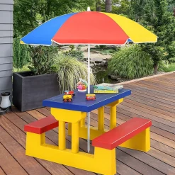 Table Pique Nique Enfant Table Enfant Extérieure avec Parasol Amovible Salon de Jardin en PP