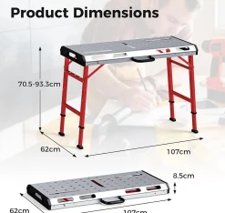 Table Établi Pliante Station de Travail Robuste Capacité 450 kg 2 Serre Joints Poignée de Transport