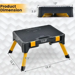 Tabouret Atelier 2 en 1 avec Caisse à Outils Tabouret Marchepied Pliable avec Pieds Antidérapants