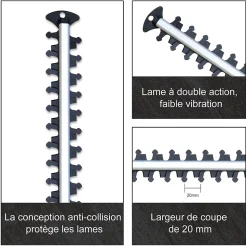 Taille-haie électrique 710 W, longueur de lame 610 mm, 1800 tr/min