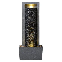 Teamson Home Fontaine colonne LED extérieure roche superposée finition grise