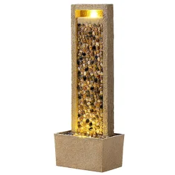 Teamson Home Fontaine haute jardin LED roche de rivière design marron extérieur