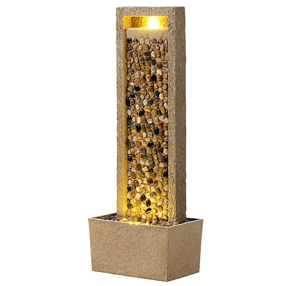 Teamson Home Fontaine haute jardin LED roche de rivière design marron extérieur