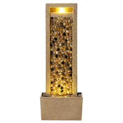 Teamson Home Fontaine haute jardin LED roche de rivière design marron extérieur