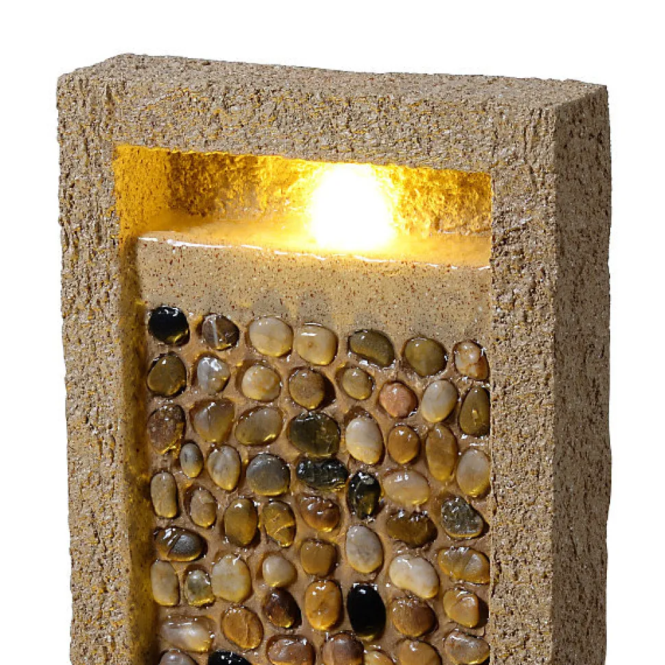 Teamson Home Fontaine haute jardin LED roche de rivière design marron extérieur