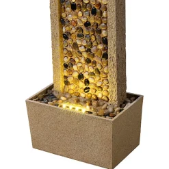 Teamson Home Fontaine haute jardin LED roche de rivière design marron extérieur