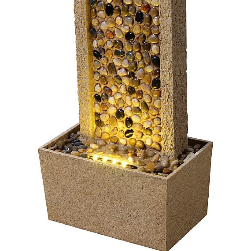 Teamson Home Fontaine haute jardin LED roche de rivière design marron extérieur