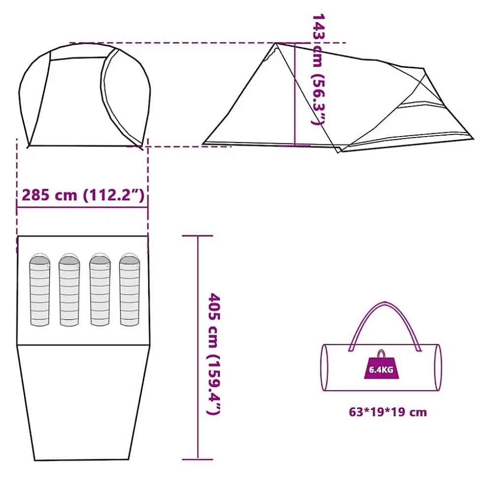 Tente de camping à dôme 4 personnes orange imperméable vidaXL