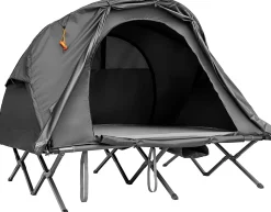 Tente Surélevée en Tissu Oxford Respirant avec Matelas Auto-gonflant, Tente de Camping Revêtement Imperméable