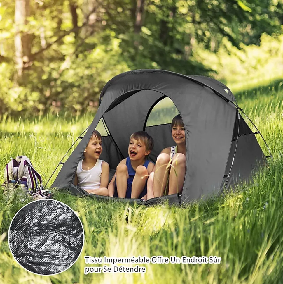 Tente Surélevée en Tissu Oxford Respirant avec Matelas Auto-gonflant, Tente de Camping Revêtement Imperméable